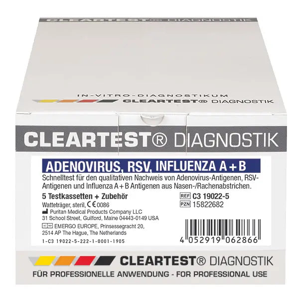 Cleartest Adenovirus  RSV  Influenza A + B  Combined Test